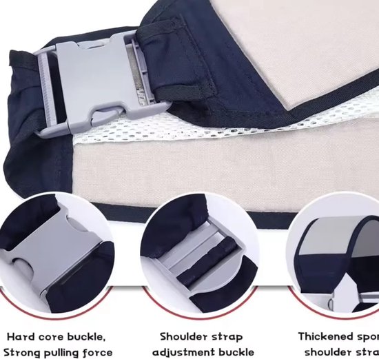 Babydrager-babydraagzak-peuterdraaghulp-0 tot 3 jaar-compact-grijs-ademend-ergonomische verstelbare schouderband van Merkloos — afbeelding 5
