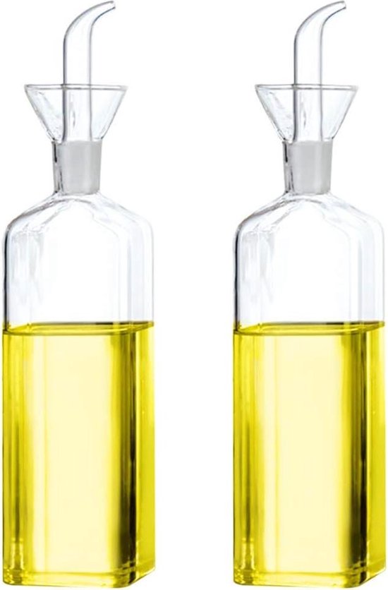 Olie Fles Azijn Fles Olijfolie Dispenser Olijfolie Fles Azijn Fles Glas 390ml 13.5Fl Oz Vaatwasser Veilig Set Van 2 Flessen HTUK