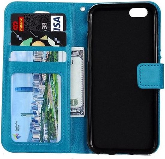 LuxeBass iPhone 7 / iPhone 8 Plus case book case + 2x Glas Screen Protector turquoise - bookcase - book cover - book case - book cover