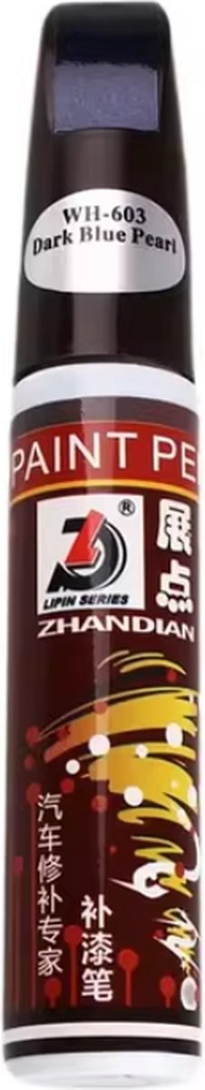 TLVX Lakstift Donker Blauw Metallic - Auto Schade Kras Reparatie Pen en Kwastje in één - Dark Blue Pearl Car Scratch Repair - Lak Schade herstellen - Verf Bijtippen – Kras Verwijderen – Sleutelschade Deur – Permanent Kras Lak Herstel - Waterbestendig