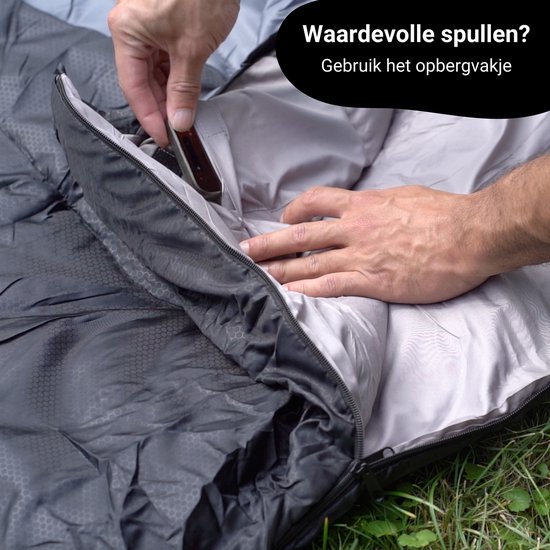 Kanyon Premium XL Slaapzak - Slaapzakken Volwassenen - Mummy Slaapzak - ca. 220 x 80 cm - 1.6kg - Zwart/Grijs - Comfortzone: 5 tot 16 graden - incl. Draagtas — afbeelding 3