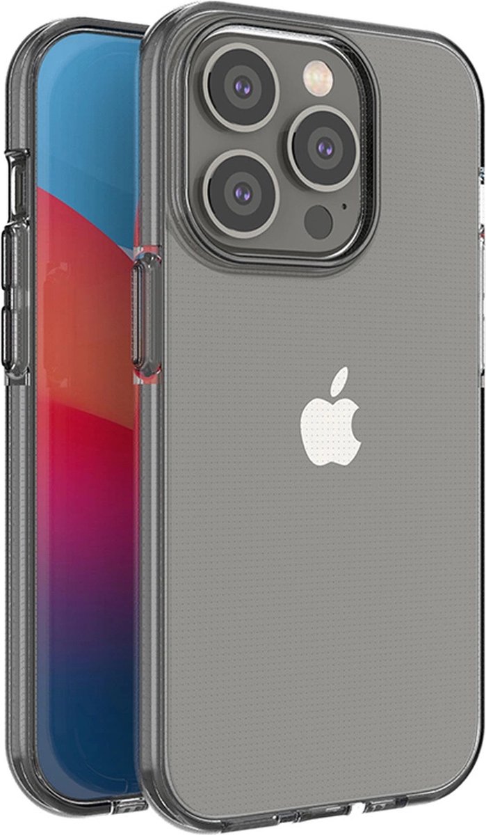 Spring - Case - iPhone - 14 - Pro - hoesje, - siliconen - hoes - met - frame, - zwart