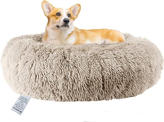 Het originele Kalmerende donut Kat- en Hondenbed in Shag Fur - Taupe