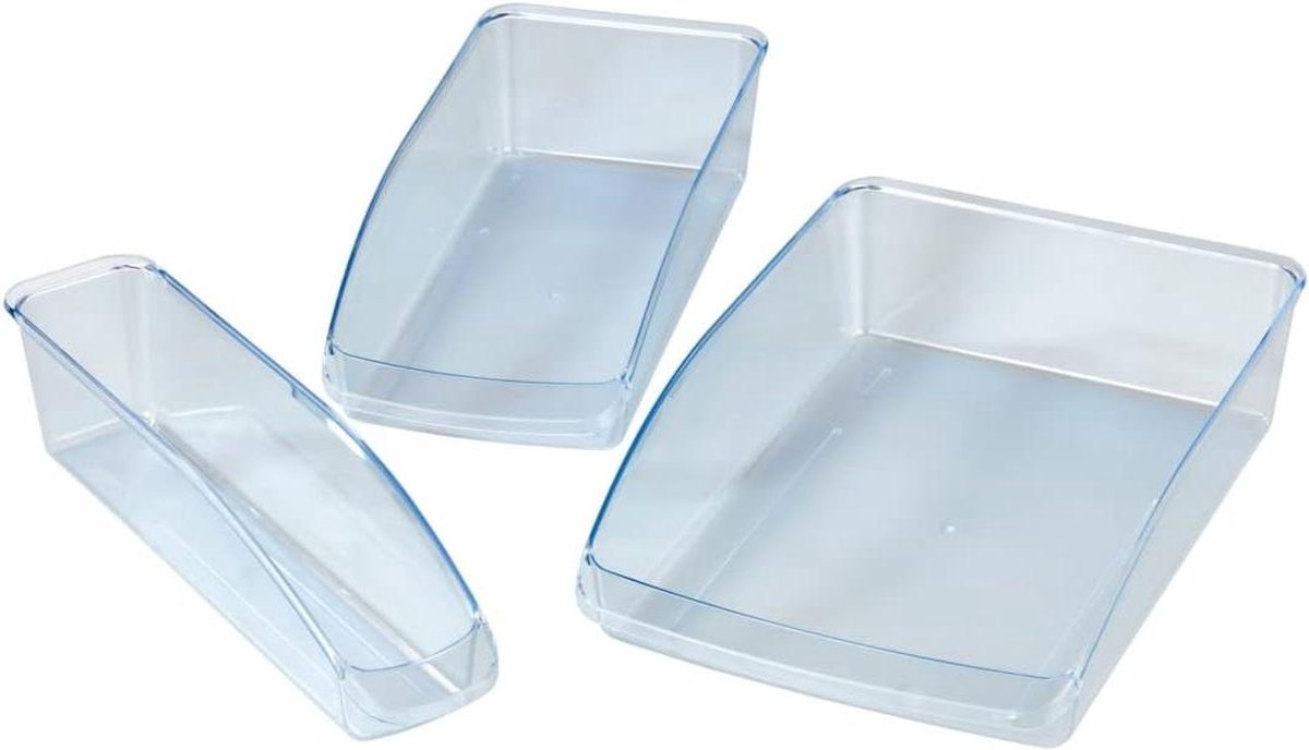 Koelkastorganizer Opbergdoos 3-delig transparant polystyreen 225 x 8 x 33 cm Wenko 54787100-Koelkastorganizer