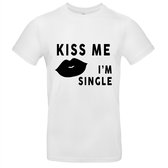 Kiss me, i'm single Heren t-shirt | relatie | valentijnsdag | grappig | cadeau | Wit