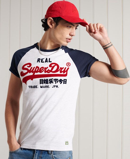 Superdry Heren tshirt Vintage Logo Duo T-shirt met raglanmouwen | bol