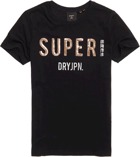 Superdry Dames tshirt Super Japan T-shirt met lovertjes