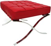 Hocker Eskifjorour Echt leer met RVS frame, Cognac