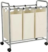 Songmics Wasmand Op Wielen - Wassorteerder 3 Vakken -