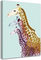 Schilderij Drie kleurrijke giraffen, 2 maten (wanddecoratie)