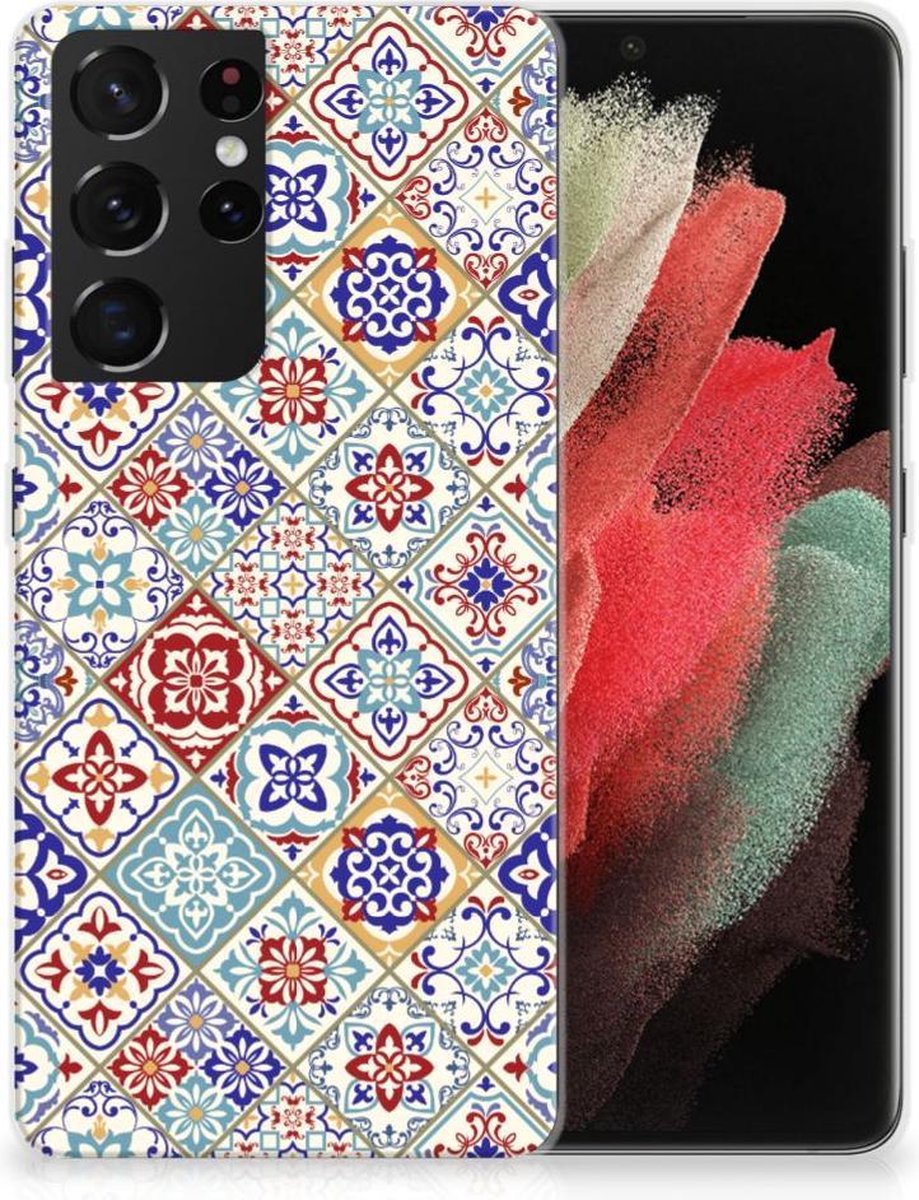 Samsung Galaxy S21 Ultra TPU Siliconen Hoesje Tiles Color