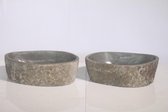 2 Natuurstenen Waskommen TwinSinks s21 - 46x30x15cm