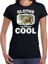 Dieren luiaarden t-shirt zwart dames - sloths are serious cool shirt - cadeau t-shirt hangende luiaard/ luiaarden liefhebber XL