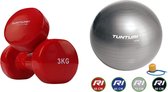 Tunturi - Fitness Set - Vinyl Dumbbell 2 x 3 kg  - Gymball Zilver 75 cm