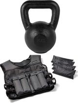 Tunturi - Fitness Set - Gewichtsvest 10 kg - Kettlebell 16 kg