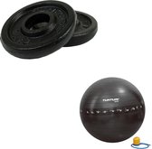 Tunturi - Fitness Set - Halterschijven 2 x 0,5 kg - Gymball Zwart met Anti Burst 75 cm