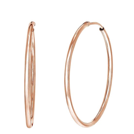 Lucardi Dames Oorringen goldplated 40mm - Oorbellen - Cadeau - Echt Zilver - Rosékleurig