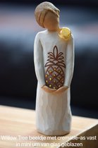 Urn Willow Tree beeldje Gracious met hand geblazen mini urn-Hand geblazen mini urn met crematie- as vast in glas verwerkt óf haarlokje met haartjes intact in mini urn verwerkt-Crem