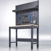 Datona® Werkbank PREMIUM eiken 119 cm breed - Mat Zwart