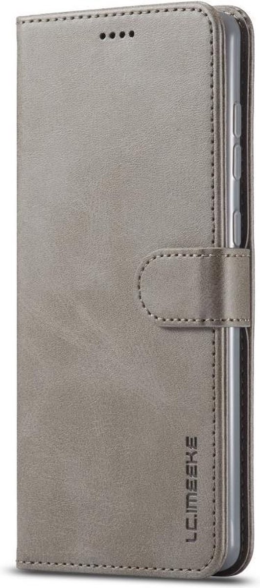 LC.IMEEKE Luxe Book Case - Geschikt voor Samsung Galaxy A71 Hoesje - Grijs