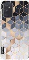 Casetastic Samsung Galaxy A72 (2021) 5G / Galaxy A72 (2021) 4G Hoesje - Softcover Hoesje met Design - Soft Blue Gradient Cubes Print