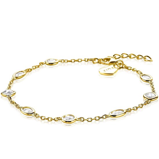 Bracelet fantaisie en argent ZINZI en plaqué or jaune 14 carats avec  différentes... | bol.com