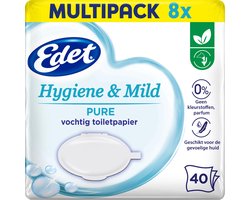 Edet Pure vochtig toiletpapier - 8 x 40 stuks - halfjaar voorraad | bol.com