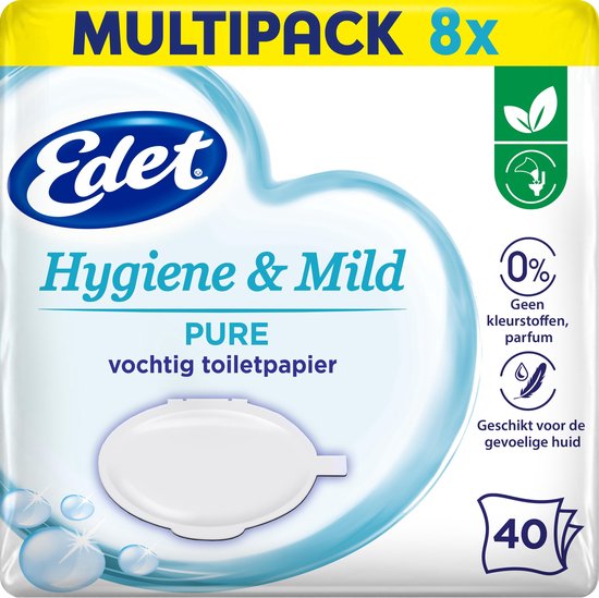 Edet Pure Papier hygiénique humide - 8 x 40 pièces - stock semestriel