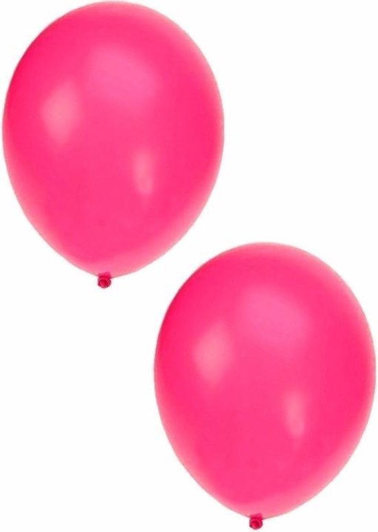 Bellatio Decorations ballonnen - 30 stuks - neon roze - 27 cm - helium of lucht - verjaardag / versiering