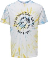 Only & Sons Tie Dye T-Shirt Stop Thinking Tshirts - Tshirt - Heren - Wit - M