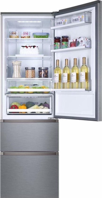 Haier HTR5619ENMG combiné réfrigérateur-congélateur Autoportante 348 l E  Argent
