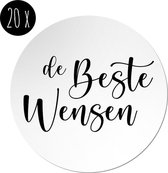 20x Sticker | DE BESTE WENSEN | 45 mm | Oud & Nieuw / Gelukkig Nieuwjaar / 2023  | zwart & wit
