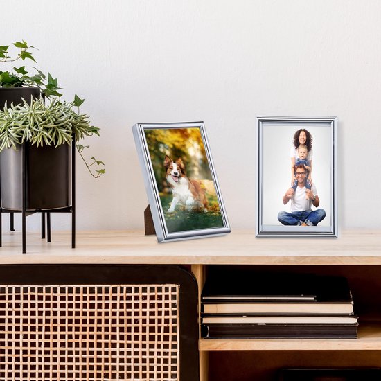 cadre photo relaxdays 10x15 cm - cadre photo - cadres d'échange - 2 cadres photo - passe partout argent