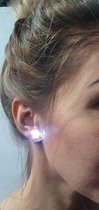 LED oorbellen - Wit - 2 paar - lampjes - knopjes