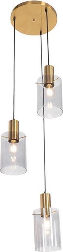 QAZQA vidra - Moderne Hanglamp eettafel - 3 lichts - Ø 400 mm - Goud/messing - Woonkamer | Slaapkamer | Keuken