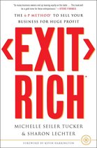 Boekomslag 'Exit Rich'. Rode tekst op witte achtergrond. Titel: 'Exit Rich'. Omslag van het boek 'The 6 P Method to Sell Your Business for Huge Profit'.