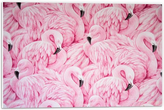 Forex - Roze Flamingo's Patroon - 60x40cm Foto op Forex