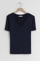 Sissy-Boy - Donkerblauw cupro t-shirt v-hals