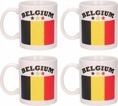 Set van 4x stuks mokken Belgische vlag 300 Ml - Landen decoratie feestartikelen Belgie