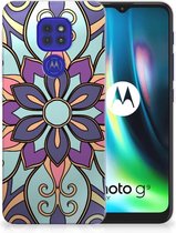 Coque Téléphone pour Motorola Moto G9 Play | E7 Plus PU Silicone Etui Bumper Gel Fleur Mauve