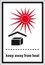 Verpakkingetiket 'Keep away from heat', papier, 74 x 105 mm