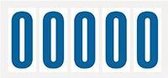 Cijfer stickers wit/blauw teksthoogte: 75 mm cijfer 0