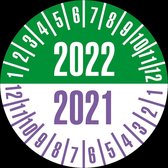 Keuringssticker met 2 jaartallen, 25 mm, 21 stuks vel 2022/2021