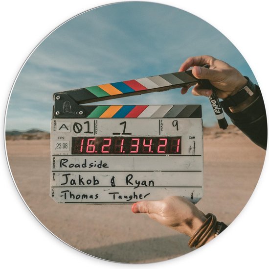 Forex Wandcirkel - Film Actie Bord - 70x70cm Foto op Wandcirkel (met ophangsysteem)