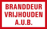 Tekststicker Branddeur vrijhouden a.u.b. folie 400 x 250 mm