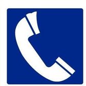 Telefoon sticker, blauw wit 100 x 100 mm