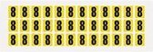 Cijfer stickers geel/zwart teksthoogte: 15 mm cijfer 8