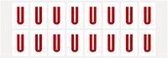 Letter stickers alfabet - 20 kaarten - rood wit teksthoogte 25 mm Letter U