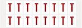 Letter stickers alfabet - 20 kaarten - rood wit teksthoogte 25 mm Letter T
