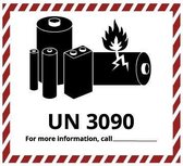 UN3090 sticker lithium-metal batterijen 50 x 50 mm - 10 stuks per kaart